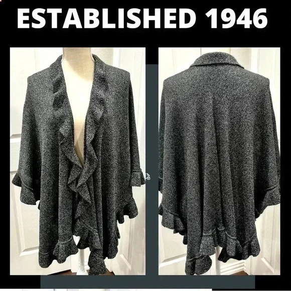 C Est. 1946 Cape / Poncho Black with sparkle silver strands - Picture 1 of 9